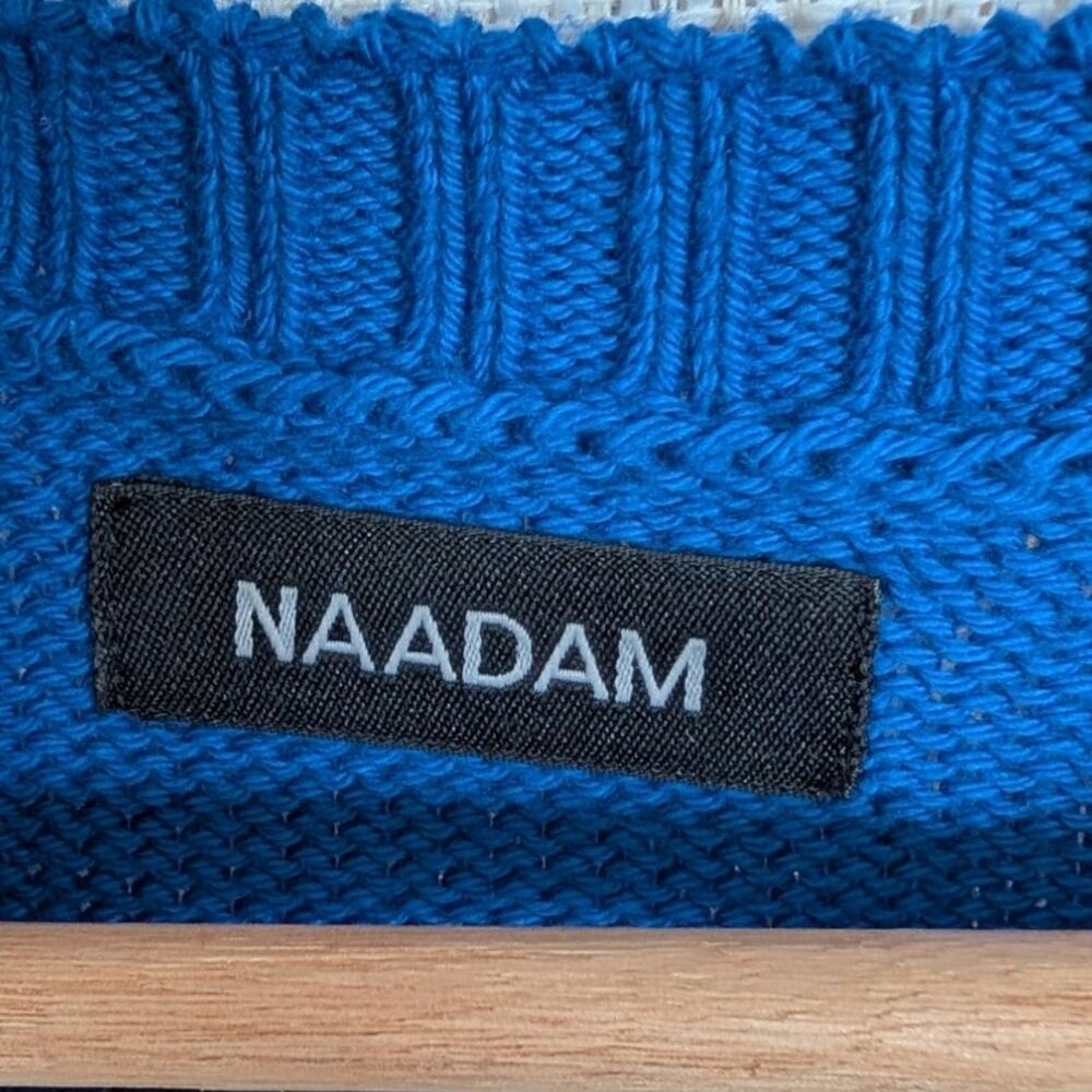 Naadam Cotton High Neck Cardigan Womens Blue Soft Knit Button Front Casual - Picture 5 of 9